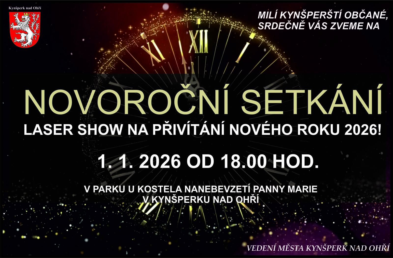 Novoroční setkání v parku u kostela Nanebevzetí Panny Marie